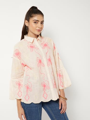 Max Women Embroidered Tunic (Off White_S)