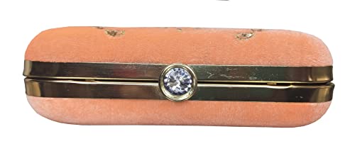 DUCHESS Peach Velvet Hand embroidered Clutch for Weddings