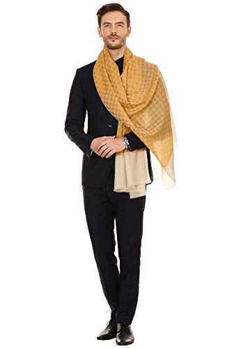 Pashtush Mens Fine Wool Reversible Muffler, Soft and Warm - Yellow