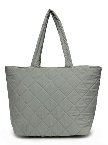 Anekaant Uno Sage Green Polyester Diamond Quilted Handheld Bag