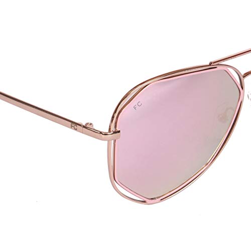 FCUK Mirrored Aviator Unisex Sunglasses - (FC 7386 C3 S|56|Pink Color Lens)