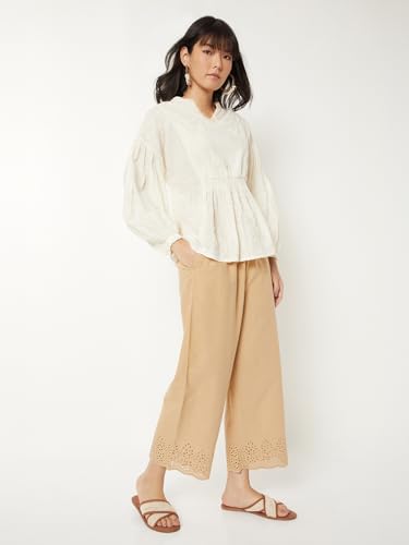 Max Women Schiffili Hem Palazzos (Beige_XL)