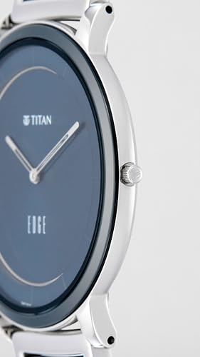 Titan Edge Fusion Quartz Analog Midnight Blue Dial Two Toned Silver Steel & Blue Ceramic Strap Watch for Men - NT1878KD02