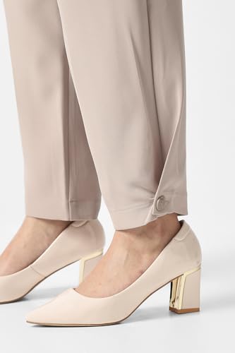 Women Beige Solid Casual Trousers