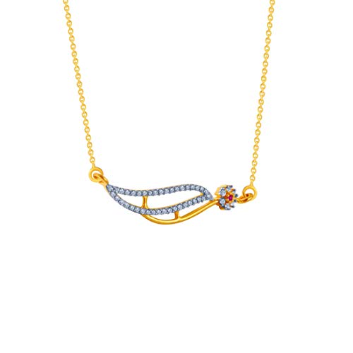 P.C. Chandra Jewellers 14k (585) Yellow Gold and American Diamond Pendant for Women