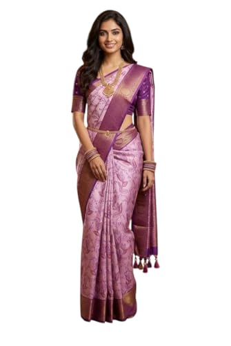 SREE KUMARAN Women's Kanchipuram Kubera Silk Pure Pattu Sarees – Royal Elephant Butta With Blouse