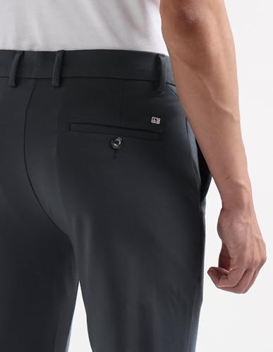 Arrow Sport Men's Solid Slim Fit Trousers (ARGT6083_Dark Grey_32)