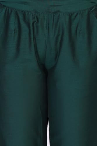 W for Woman Green Cropped Rayon Straight Pant - (W63325-224096-L)