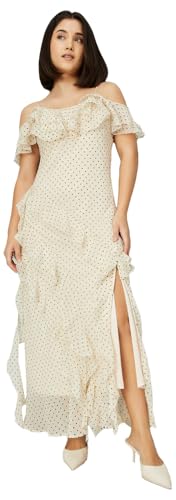 Max Women's Polyester A-Line Midi Dress (DTI3709_Ecru