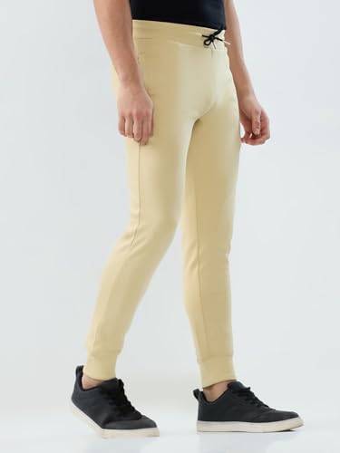 Park Avenue Men Slim Fit Solid Pattern Cotton Polyester Blend Flat Front Casual Jogger Pant
