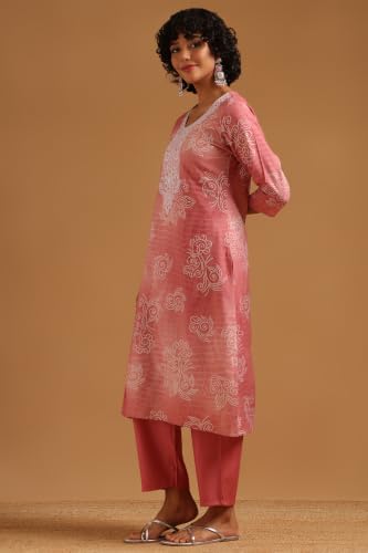 Soch Womens Pink Desert Storm Botanical Kurta Set With Thread Work
