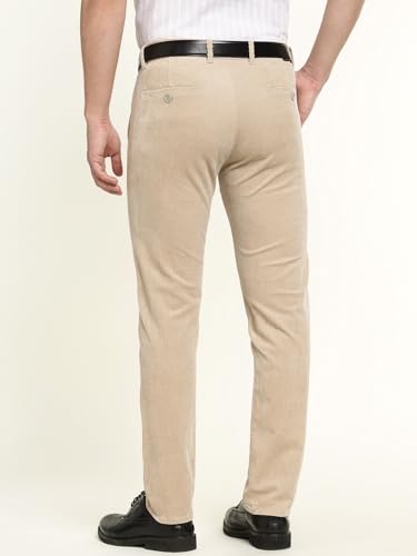 Hancock Men Cotton Solid Slim Fit Trousers Grey Size 36, Comfortable Stretch Waistband, Machine Washable Easy Care Fabric, Soft Breathable Fabric for All Day wear