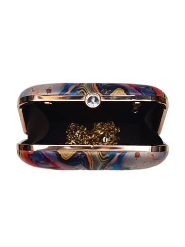 Multicolor Flow Art Printed Clutch