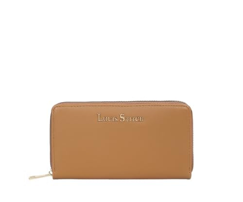 LOUIS STITCH Stylish Tan Zipper Purse for Women | Multi Pocket Ladies Clutch Hand Purse (LS-LDB-WL101-CLPLTN)