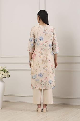 Biba Women Beige Viscose Blend Straight Suit Set_34