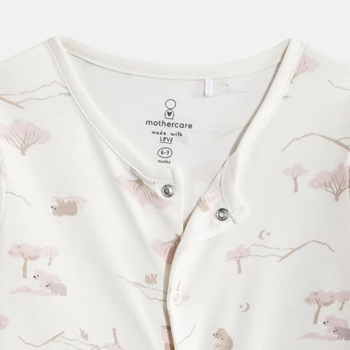 Mothercare Unisex Printed Full Sleeves Sleepsuit - Beige