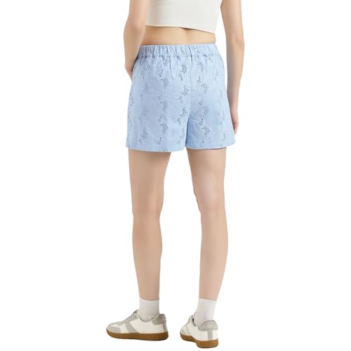 United Colors of Benetton Schiffli Embroidered Straight Fit Shorts (Size : 30) - 26P4WVNSH183I51B Blue