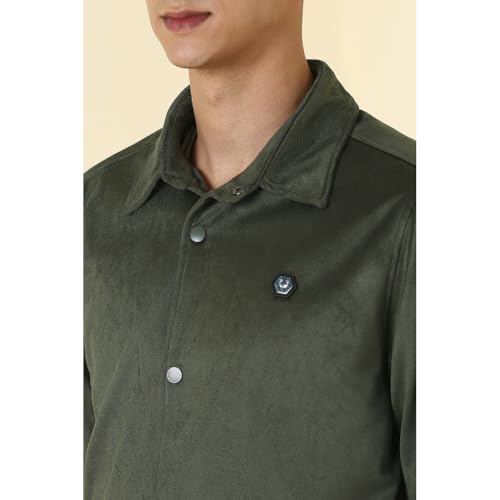 Allen Solly Mens solid varsity jacket with shirt collar