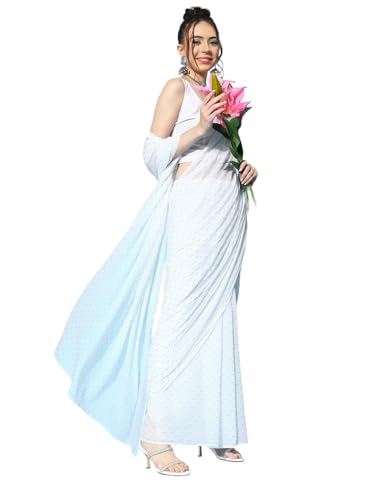 Ahalyaa Women's Polyester Sarees (AHSR-UNS-103-FF_White)