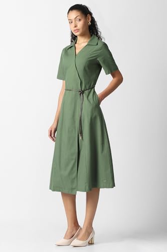 Women Olive Solid Formal Dress