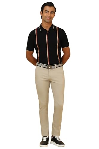 Men Beige Textured Casual Trousers