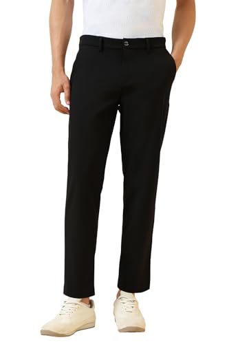 Men Black Solid Casual Trousers