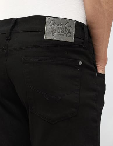 U.S. Polo Assn. Denim Co. Men's Brandon Slim Tapered Fit Black Jeans (UDJEN1854_Black_32)