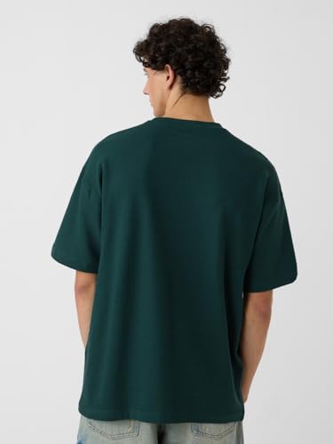 The Souled Store Tom & Jerry: Chillin' Men and Boys Short Sleeves Round Neck Green Embroidered Cotton Oversized T-Shirts