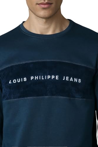 Louis Philippe Men Casual Navy Solid Sweatshirt