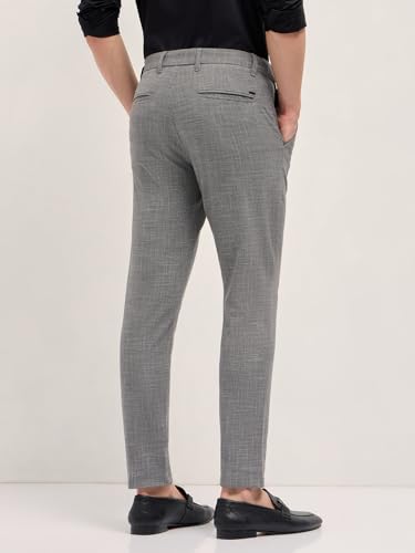 THE BEAR HOUSE Men's Black Slim Fit Formal Trouser
