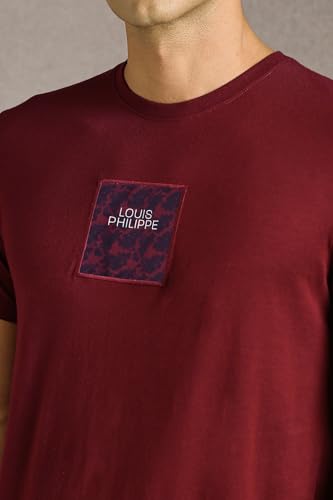 Louis Philippe Men Maroon Graphic Print Crew Neck T-Shirt