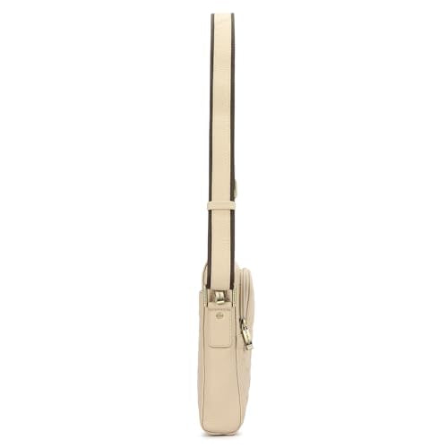 Da Milano Leather White Sling Bag for Men (10007D)