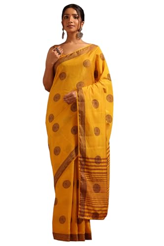 Soch Womens Yellow Art Silk Woven Design Saree