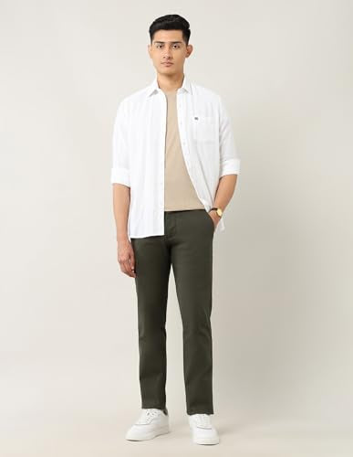 Arrow Sports Men's Mid Rise Slim Fit Trousers (ASAETRO2948_Green_36)