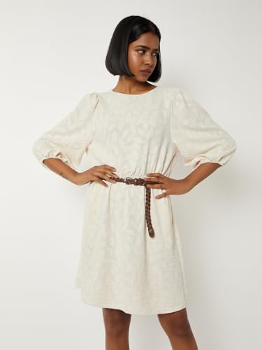 Max Women Jacquard A-line Dress(Beige_XXL)