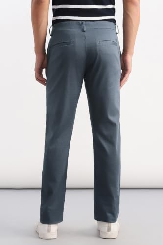 Men Blue Textured Casual Trousers