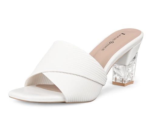 LOUIS STITCH Women’s White Block Heel Sandals | Comfortable Sandal for Ladies | LSOF-LDBH-TXMU | UK-4