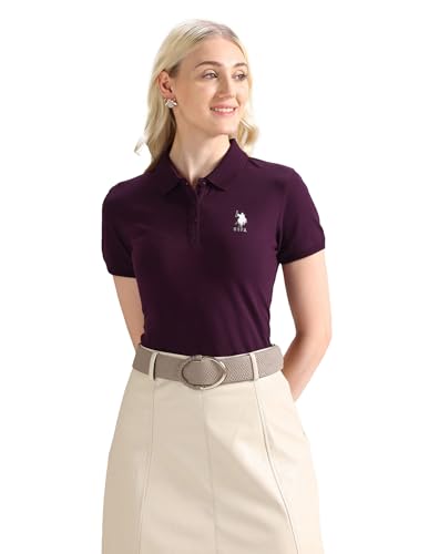 U.S. POLO ASSN. Women's Regular Fit T-Shirt (UWAW24PTS153_Plum