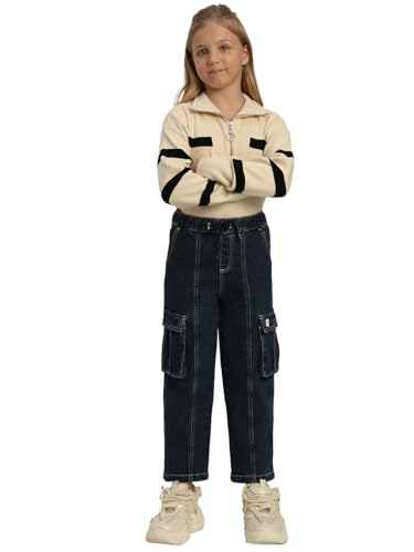 VERO MODA Girl Mid Rise Mom Fit Dark Blue Jeans