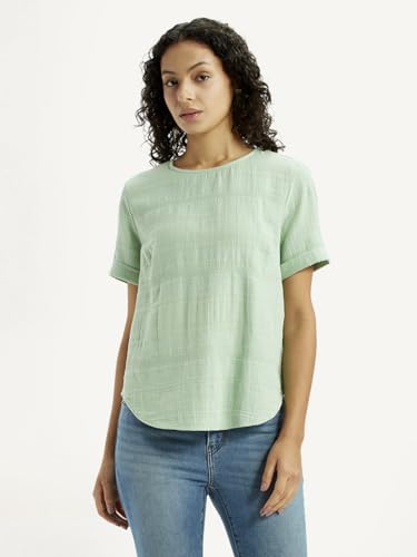 Levi's Women's Self Design Light-Green Round Neck Top