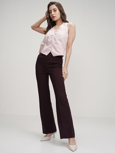 Tokyo Talkies Women Purple High-Rise Regular Trousers
