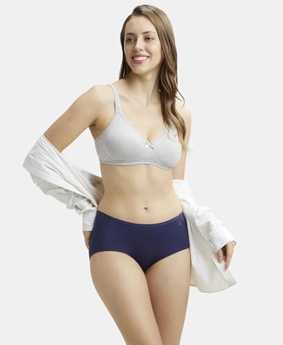 Jockey 1722 Women's Wirefree Non Padded Super Combed Cotton Elastane Stretch Medium Coverage Everyday Bra with Concealed Shaper Panel_Steel Grey Melange_34D