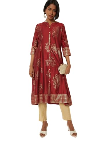 Max Women Floral Print Kalidar Kurta(Red_XL)
