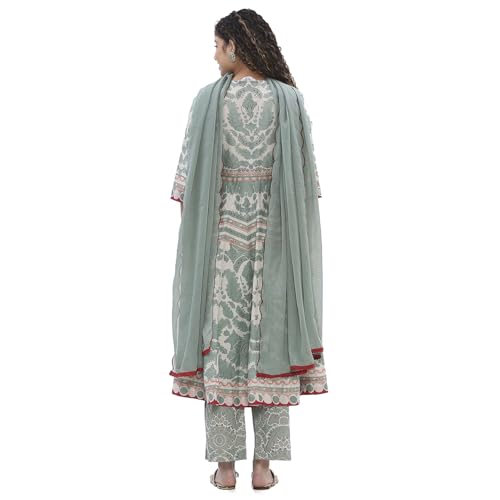 BIBA Women Green Cotton Anarkali Suit Set_38
