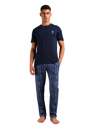 U.S. POLO ASSN. Mens Solid Cotton Sleep Sets(Navy|Navy M