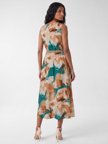 Max Women Printed Midi Dress with Belt (Multicolour_XS)