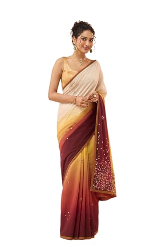 Taneira Women Multi Viscose Contemporary Embroidery Saree with Unstitched Blouse (SAIP01AD5395 - Multi)