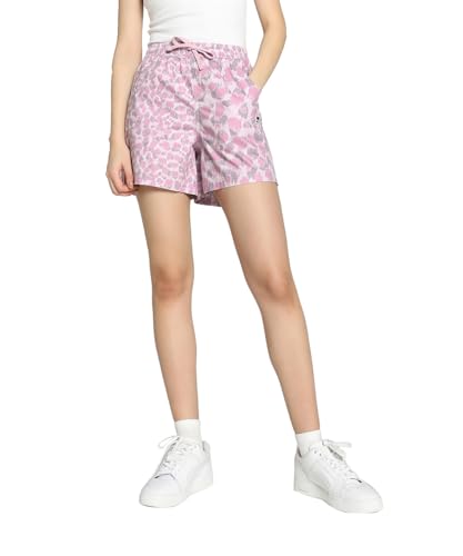PUMA Women, DOWNTOWN Woven Kitten Shorts, Grape Mist-AOP, XL, (62436960)