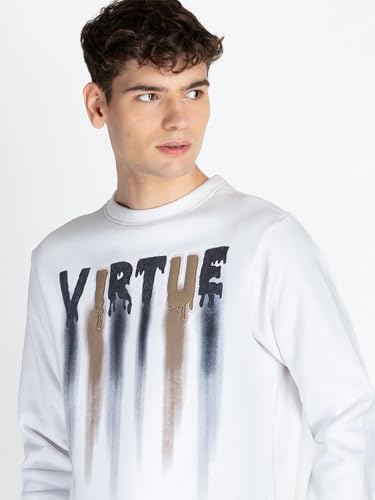 Status Quo Mens Printed Round Neck Sweatshirt White