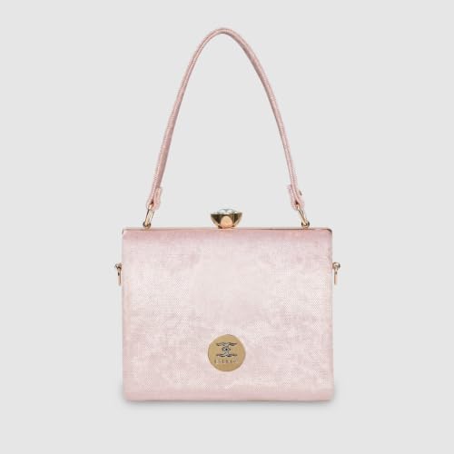 ESBEDA Babypink Color Crystal Belt Top Handle Clutch